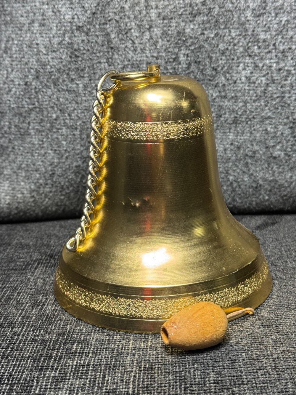 Vintage Musical Christmas Cathedral Bell 60's Japan Pull String 6" Jingle Bells